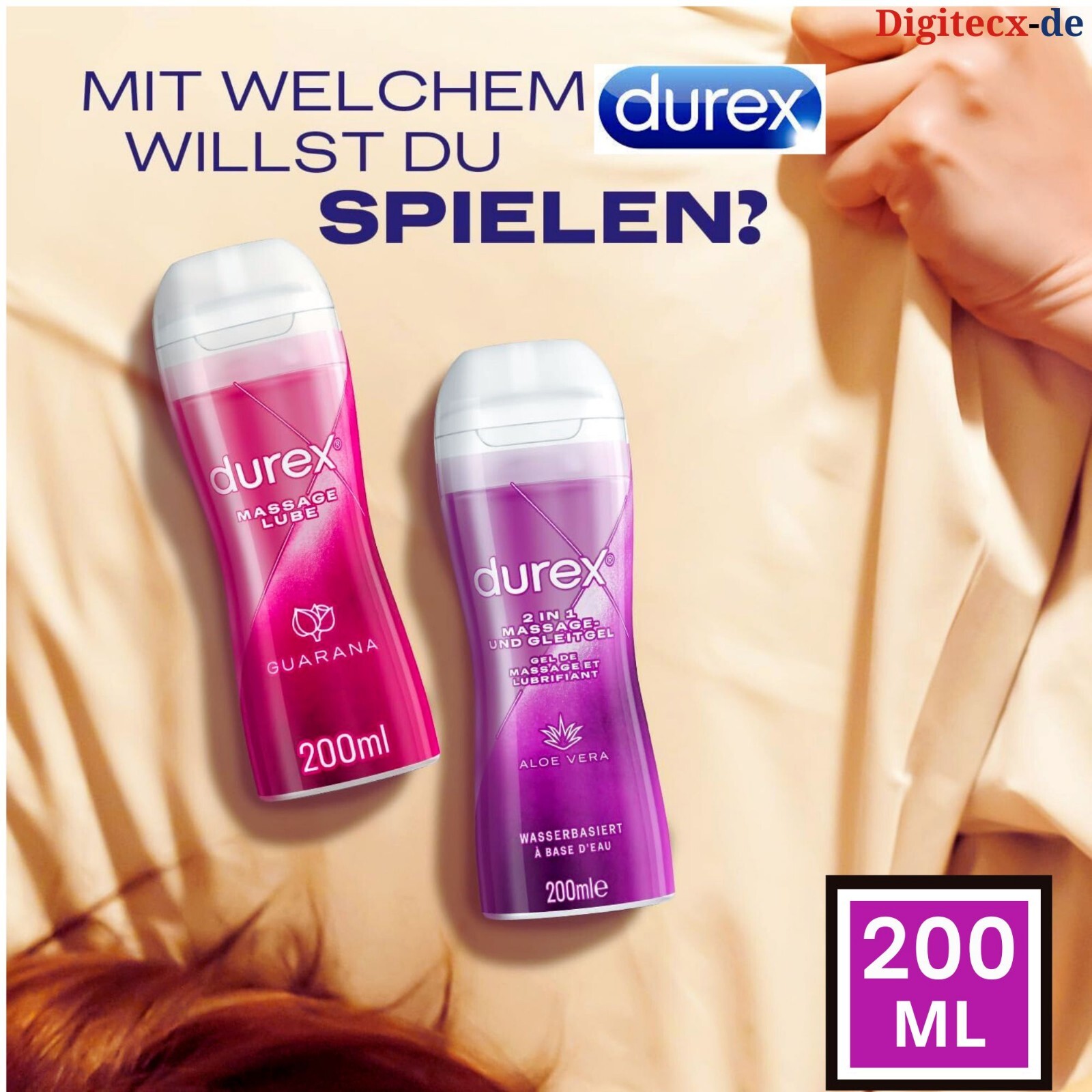 Durex Play 2 in 1 Massage Gleitgel Aloe Vera Erotik Gel Wasserbasis 200 ml