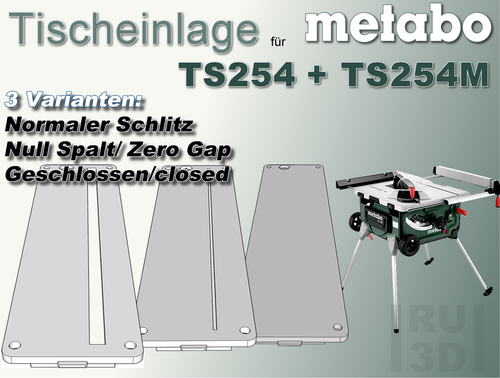 Tischeinlage Metabo TS254 + TS254M Tischkreissäge, auch als Null Spalt Einlage - Bild 1 von 9