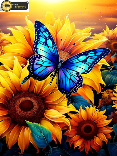 Butterfly Diamond Painting Kits for Adults, Sunflower Diamond Art Sets for Begin