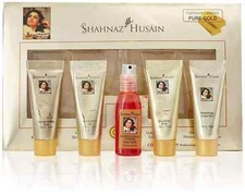 Shahnaz Husain 24 Carat Gold Facial Kit 40gm (10g x 4) + 15 ml Skin Tonic