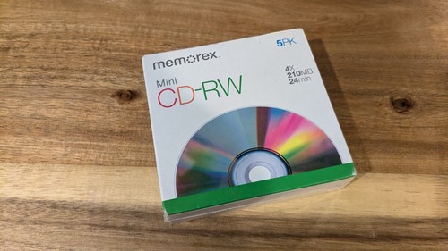 Memorex Mini CD-RW 5 Pack - 5 PK/Paq 4X 210MB 24min - New Sealed NIB
