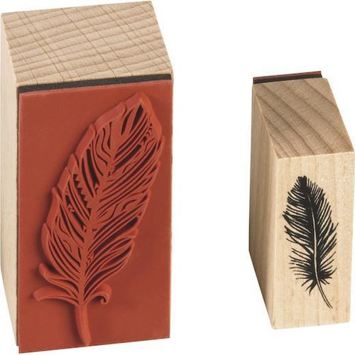 Heyda Holz montiert Gummistempel-Set - Federn 6-teilig - Bild 3 von 3