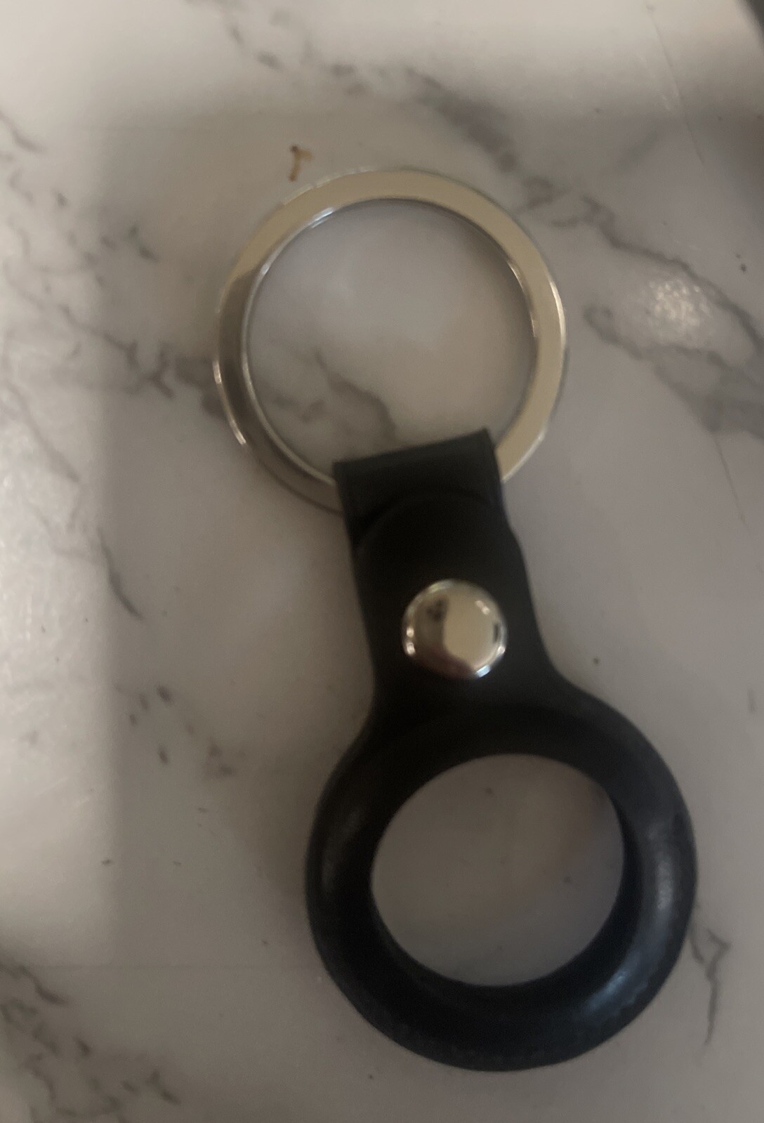 Set of 5 Black Genuine Leather AirTag Holder Keychains for Secure Tracking