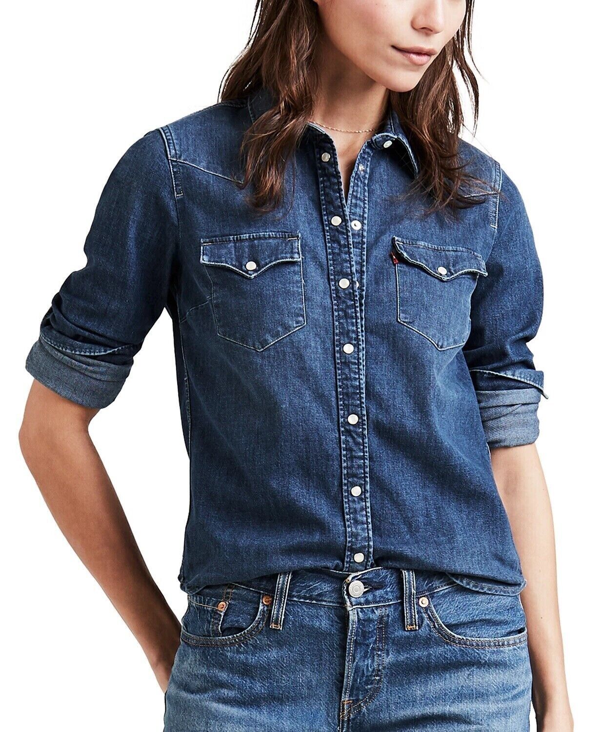 Levi's Women's Ultimate Western Lotta Love Shirt Blue Size Medium  192379134896 | eBay