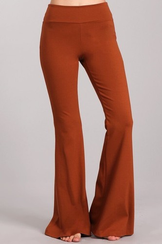 Chatoyant Plus Size Ponte Flare Bell Bottoms Dark Rust 2XL - Picture 2 of 4