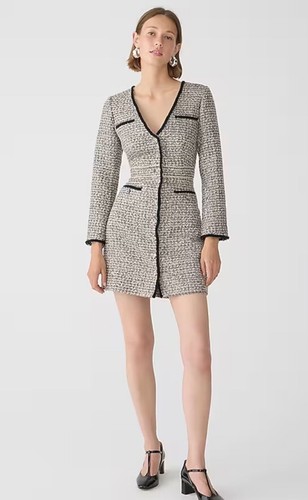 J Crew Collection Damenkleid mit V-Ausschnitt in Lametat Tweed Gr. 4 BV884