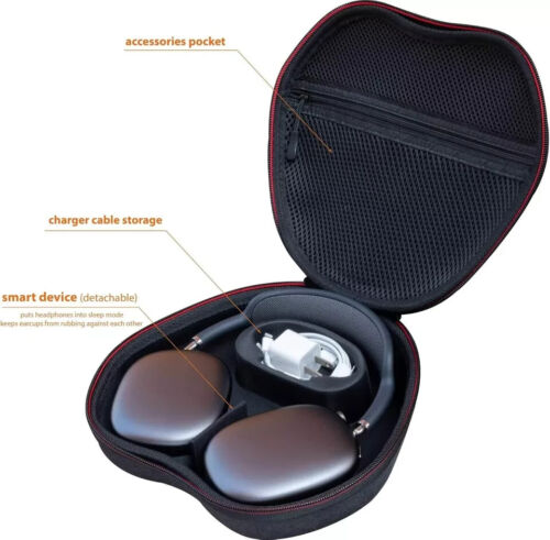 Smart Tragetasche für AirPods Max Kopfhörer mit Schlafmodus (schwarz/rot) - Bild 2 von 4