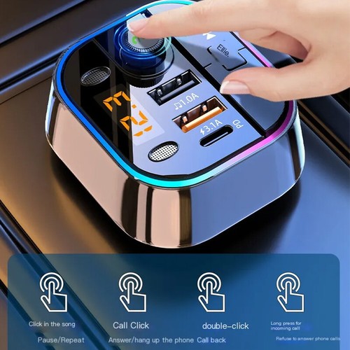BT FM Car Radio Adapter BT Transmitter Car Radio Fast Charging Multifunctional - Picture 8 of 12