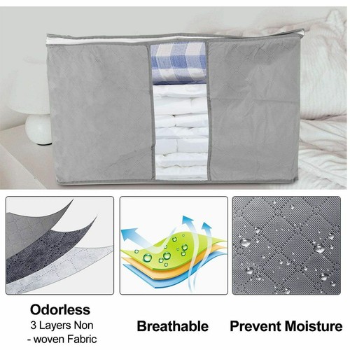 1/2/3pc Folding Large Clothes Storage Bag Quilt Blanket Anti Dust Home Organizer - Picture 8 of 20