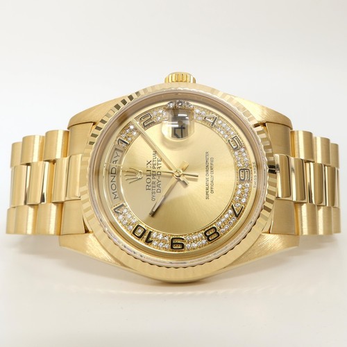 Rolex Day-Date 36 Double Quickset Factory Myriad Diamond Dial 18K Gold 18238 - Picture 2 of 9