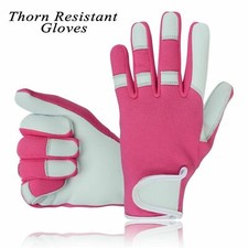Ladies Women Leather Gardening Gloves Thorn Proof Protection Garden Working Glov