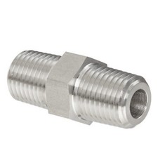 HFS(R) 1/4" NPT Male x 1/4" NPT Male Hex Nipple Pipe Adapter Stainless Steel 304