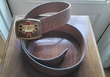 Vintage 1979 Raintree Michelob Brass Belt Buckle on Leather Belt