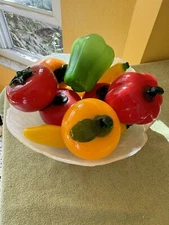 Lot 9 Contemporary Art Glass Hand Blown Fruit and Vegetable Sculptures