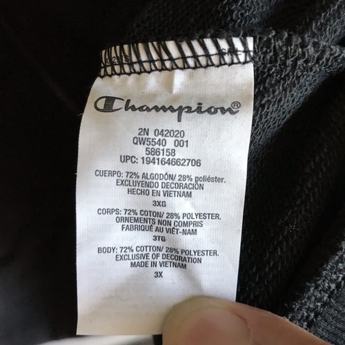 Champion Black Logo Hoodie Jacket Size 3X NWTS - Picture 7 of 8