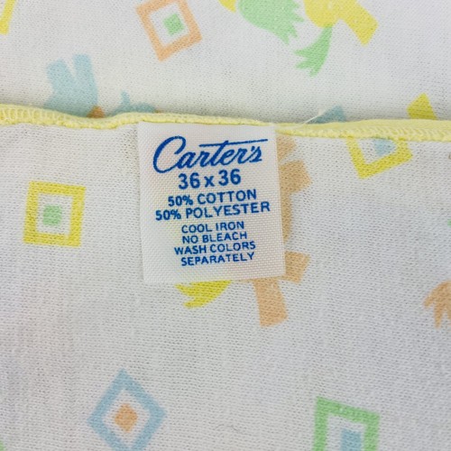 Vintage Carters Yellow Green Blue Orange Puppy Dog Square Baby Blanket 70s  - Picture 2 of 5