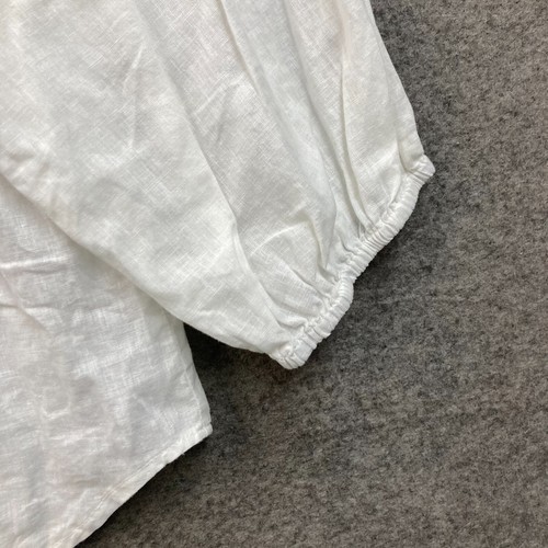 Decjuba Blouse Womens 10 White Long Sleeve Linen Blend Button Shirt 52434 - Picture 5 of 10