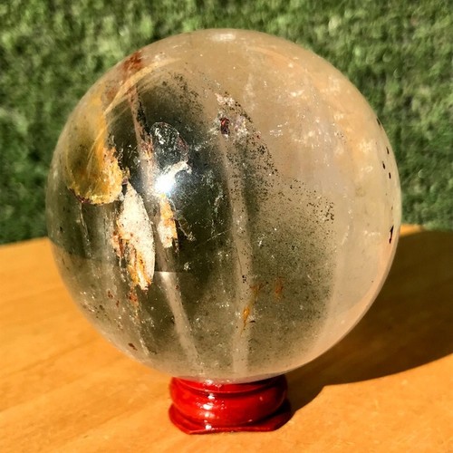 430G Cristallo Fantasma Verde Naturale Quarzo Sfera Cristallo Esemplare Minerale - Foto 4 di 18