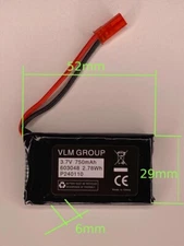3.7V 750mAh 603048 Lithium Polymer LiPo Rechargeable Battery JST Connector Drone