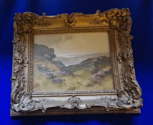 Aceite de paisaje costero enmarcado Alfred Oliver 1868 - 1943 a bordo - principios del siglo XX - Imagen 14 de 19