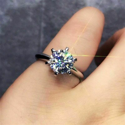 1.00 Ct Round Cut D//VVS1 Diamond Engagement Solitaire Ring 14K White Gold Over