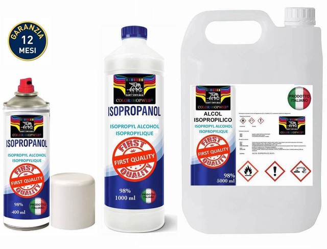 Alcool ISOPROPILICO Denaturato 98% propanolo 98 °C Solvente LITRI 1 - 5 - 25 Alcool ISOPROPILICO Denaturato 98% propanolo 98 °C Solvente LITRI 1 - 5 - 25