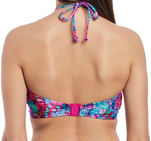 Freya Mamba Bikini Top Size 32FF Padded Bandeau Halter Neck Pink Blue Snake 2941 - Picture 11 of 12