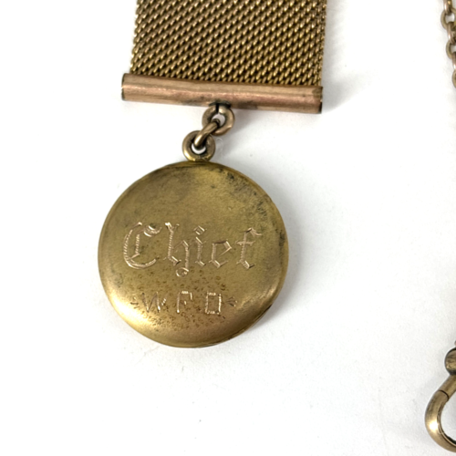 Vintage Victorian Style Pocket Watch Fob Seal Mesh Chain Gold Tone 'Chief' - Picture 7 of 12