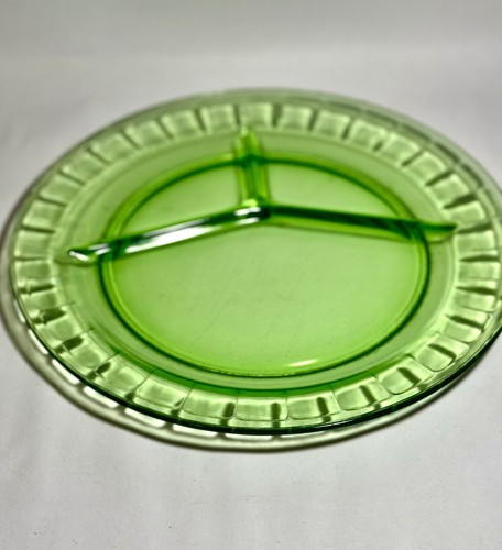 Vintage Anchor Hocking Uran dreiteilig grüner Block Optik Grillplatte einzeln - Bild 15 von 17