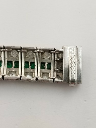 Art Deco Armband Platin Diamant Smaragd Linie - Bild 10 von 12