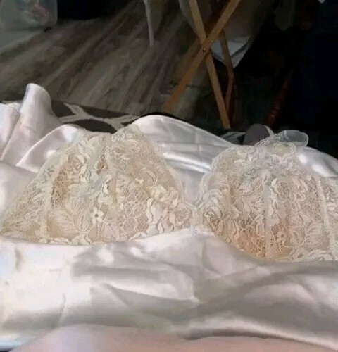 Satiny Lace Bodice Jones New York Ivory Nightgown Sheath Maxi Old Hollywood Vtg - Picture 15 of 15