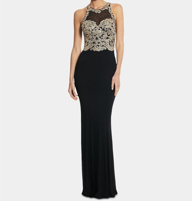 Xscape Women's Black Gold Beaded 