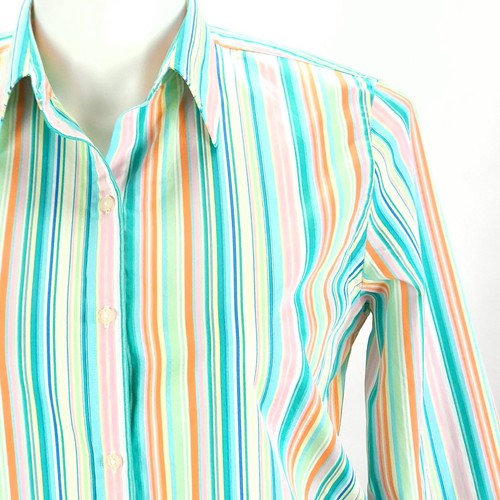 Lauren Ralph Lauren Women's Multicolor Striped Button Down Top - Picture 2 of 7