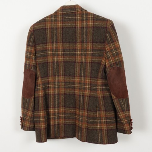 Ralph Lauren Womens 10 Equestrian Blazer Wool Jacket Tweed Plaid Elbow Patches - Picture 20 of 21