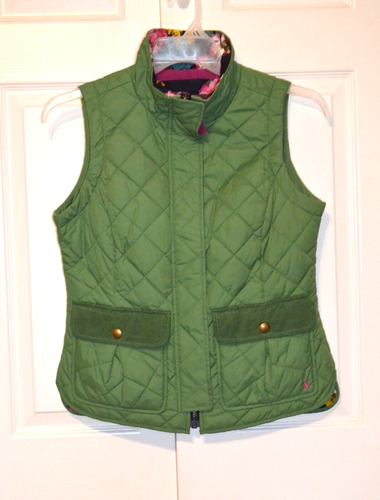 Chaleco acolchado verde británico Joules Boldly con cremallera forro floral para mujer talla 6 - Imagen 5 de 18