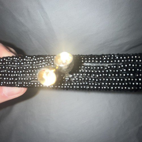 De Colección SIMON Japón Negro Cuentas Bolso sin asas Bolso de mano Tono Dorado Herrajes LEER Defectos - Imagen 7 de 12