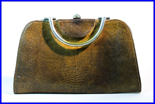 Vintage Handbag Leather snake skin 1920's original small Aprico Art Deco - Picture 3 of 10