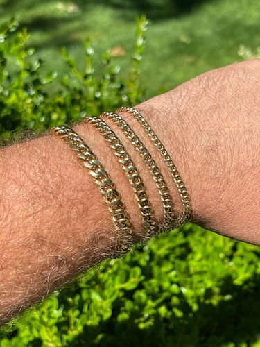 Real Miami Cuban Link Chain Necklace / Bracelet 14k Gold Plated Stainless Steel - Picture 8 of 12