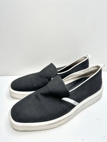 Franco Sarto Sneaker Women’s Size 7.5 Black White Canvas Slip On Style - Picture 2 of 8