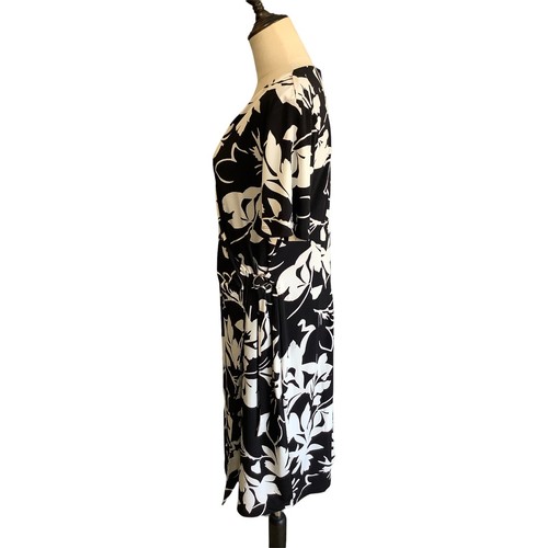 jane lamerton wrap around dress Size 14 midi black floral short sleeve Business - Picture 2 of 11