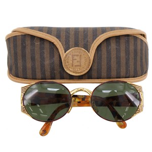 FENDI-FF-Logos-Sunglasses-Gold-Brown-Eye-Wear-Vintage-Italy-Authentic-Z795-W