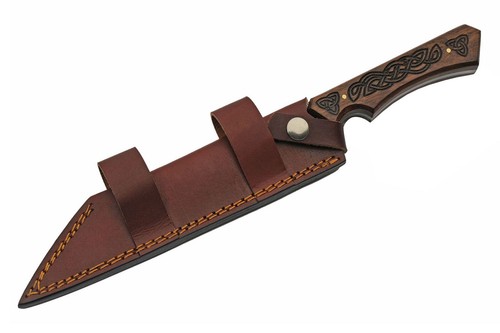 Seax | Festklinge Messer Damaststahl Klinge angelsächsischer Runendruide + Hülle - Bild 6 von 6
