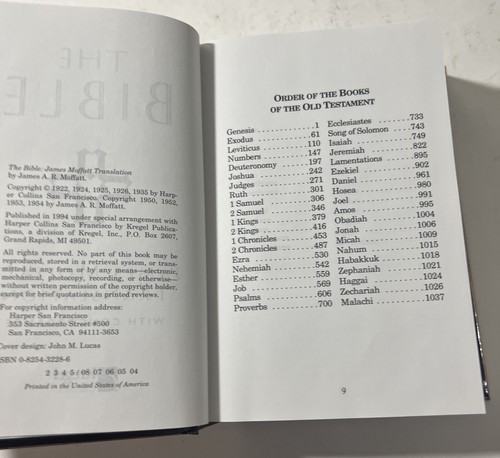 The Bible, James Moffatt Translation Hardcover with Concordance, Kregel VG - Picture 4 of 4
