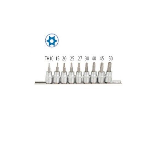 9pcs 3/8" TH10,15,20,25,27,30,40,45,50 6-point  Star Bit  Socket Set  - Imagen 2 de 3