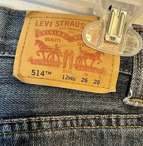 Levi's 514 Jeans Kids Boys Size 12 Dark Wash Blue Denim 100% Cotton Straight Leg - Picture 7 of 9