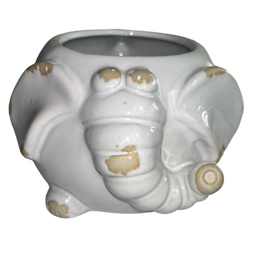 Elephant Mugs 2 Meritage Stoneware Coffee Cup Blue White 15 oz Wax Resist Glaze - Picture 7 of 9