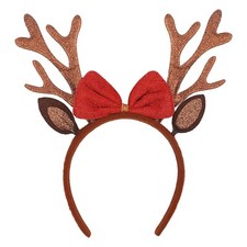 Christmas Reindeer Antlers Headband Xmas Deer Hair Hoop Glitter Bow Reindeer ...