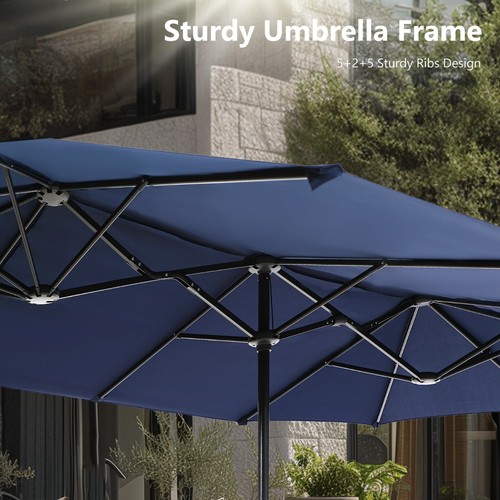 8 PCS Outdoor Dining Set Patio Furniture Table and Chairs Set with Umbrella - Picture 10 of 13