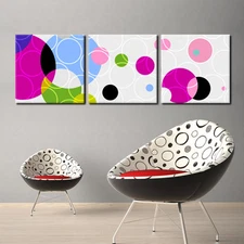 Abstract ready to hang set of 3 digital mounted wall art/Improved canvas print