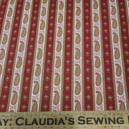French Paisley BTY Evonne Cook Washington Street Studio Civil War Paisley Stripe - Picture 2 of 3